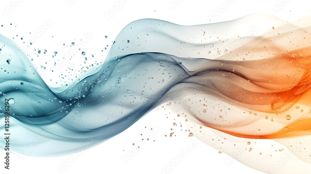 Poster Flowing and Vibrant Abstract Liquid Swirl with Colorful Gradient  Dynamic elegant and digital with abstract wave like movement and mix of blue orange and white tones