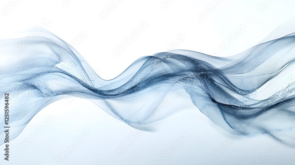 Poster Flowing Blue and Gray Abstract Digital Art with Smooth Wavy Shapes and Minimal Elegant Design  Calming and Ethereal Conceptual Background with Organic Fluid Movement and Visual Appeal