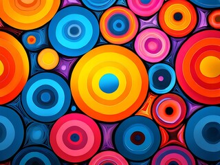 Abstract Colorful Concentric Circles Pattern