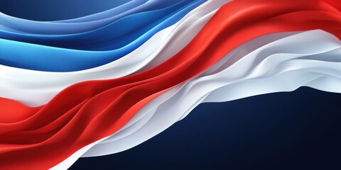 Fototapeta premium Waving Textures of Red, White, and Blue Fabric Representing National Identity and Pride