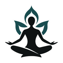 Yoga logo icon silhouette vector illustration.