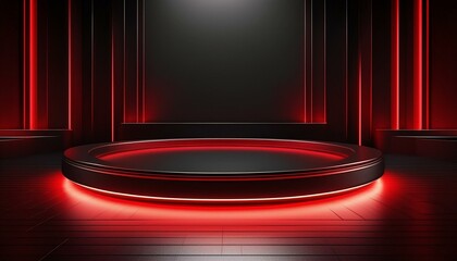 black background for mockup red light round podium
