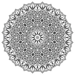 Detailed Mandala with Beautiful Swirls for Mindful Coloring