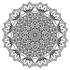 Detailed Mandala with Beautiful Swirls for Mindful Coloring