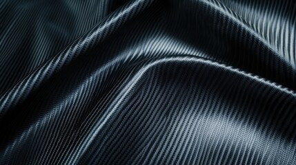 Fototapeta premium Dark ribbed silk fabric texture background, draped studio shot
