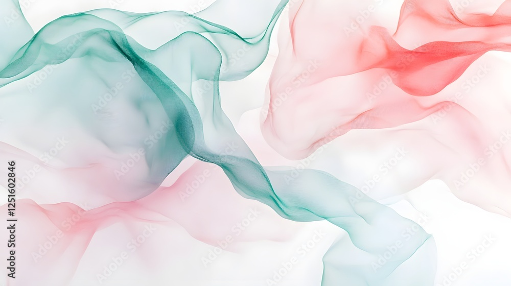 Poster graceful fluid motion delicate pastel gradient waves and swirls in abstract digital art