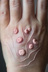 Naklejka premium Close-up of Hand with Unique Skin Texture and Design