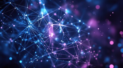 Abstract network glowing plexus, digital space, connections, background, technology