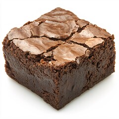 Delicious Chocolate Brownie Delight A Square of Sweetness on White Background Tempting Treat