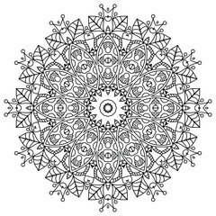 Black and White Mandala Art with Abstract Elements
