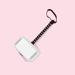 white hammer with tail in grey background