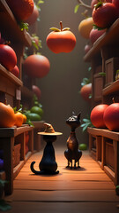  "Enchanted Marketplace with a Witch’s Cat"