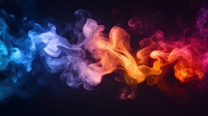Obraz premium Abstract vibrant smoke flowing in a dark background creating a dynamic and colorful effect