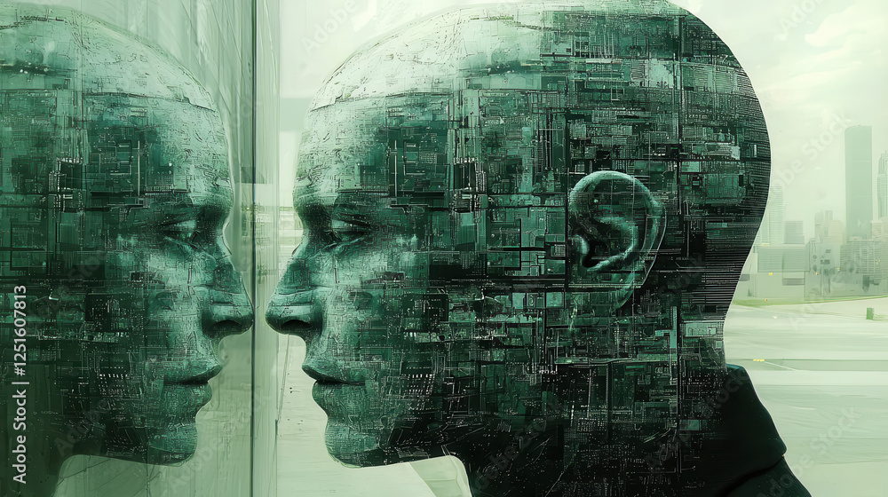 Poster synthetic humans engage in deep neural network interactions within a futuristic virtual world showca