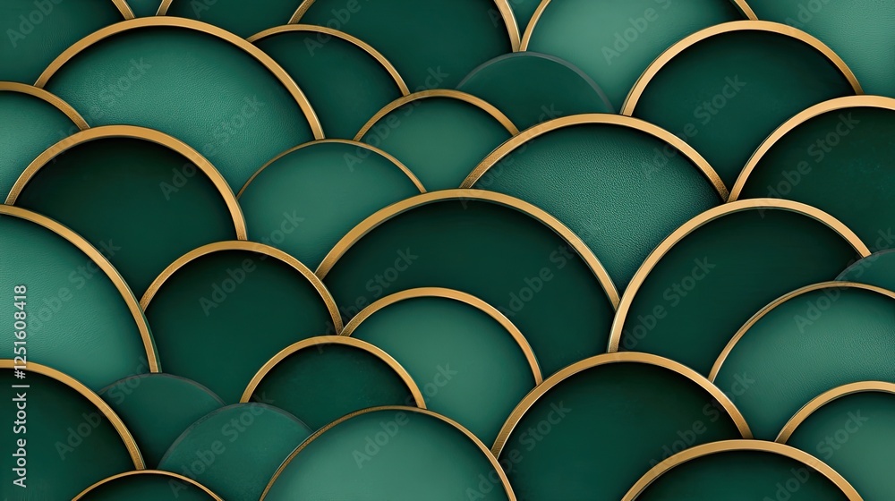 Poster deep emerald green luxury pattern with layered polygonal shapes and a soft gradient glow.