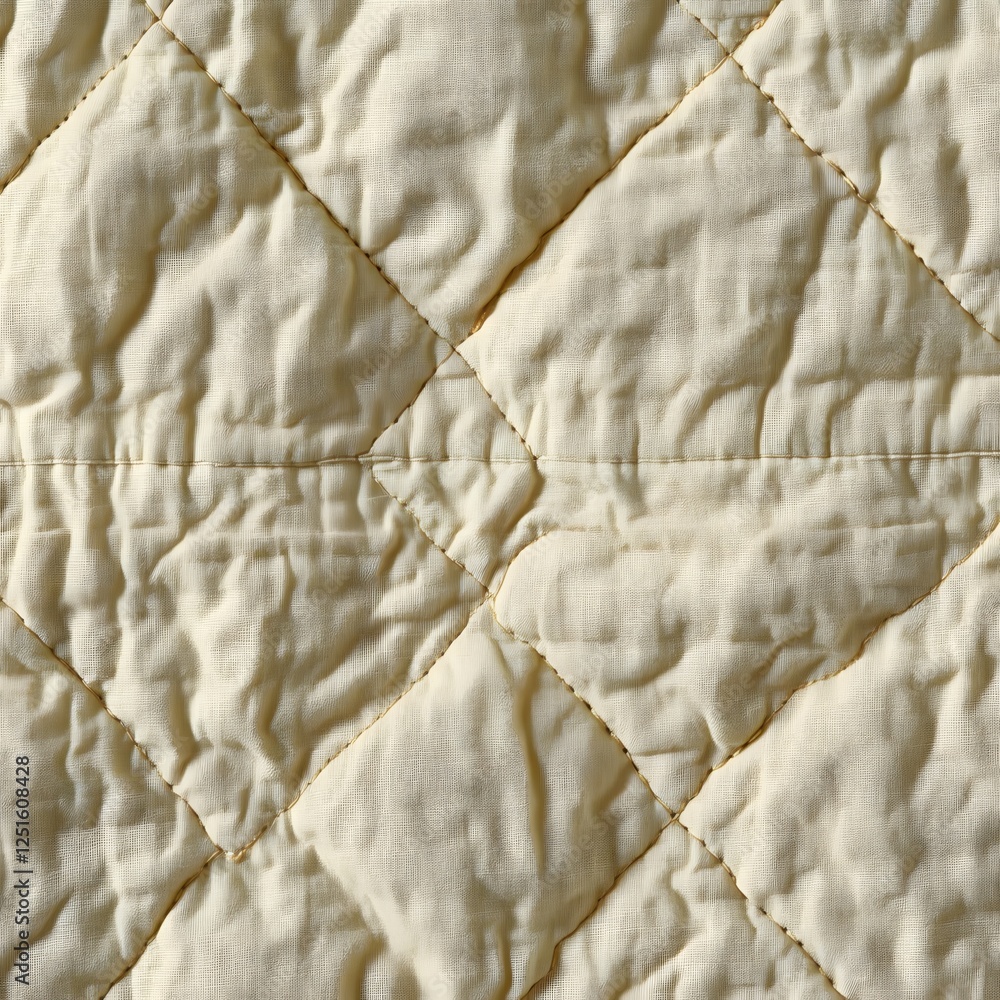 Aufkleber delicate texture of quilted fabric in soft cream tones with diamond pattern and subtle shadows