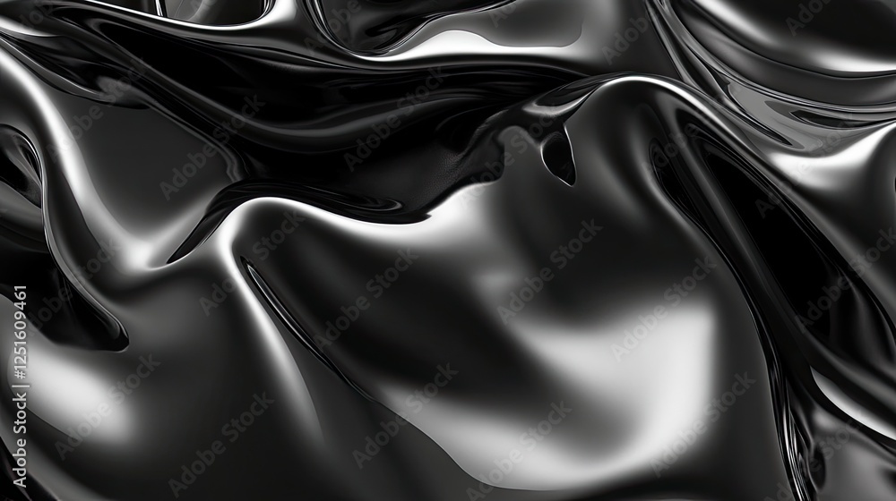 Poster deep graphite satin fabric with realistic draping and subtle highlights.