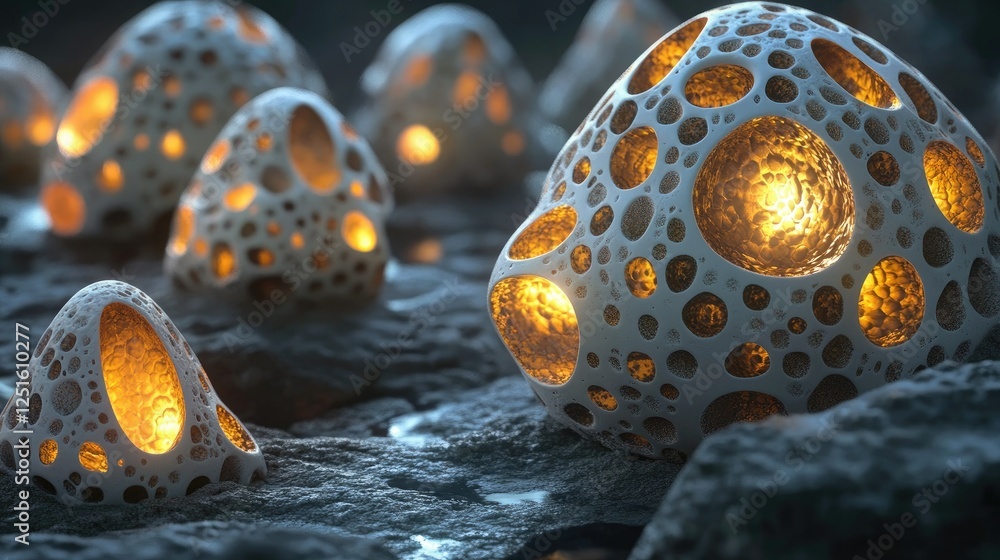 Poster a biologically inspired 3d scene showcasing multiple types of cells, each with detailed textures and