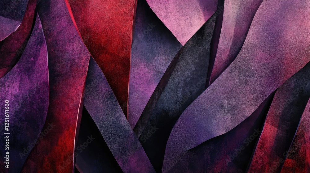Aufkleber diagonal faceted shapes in deep purple, red, and black create a luxurious abstract background with s