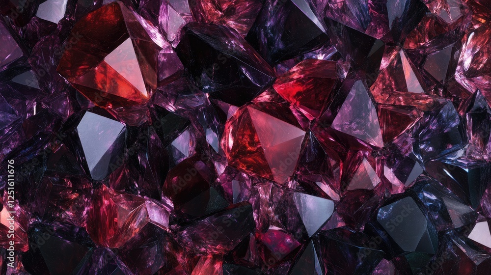 Aufkleber diagonal faceted shapes in deep purple, red, and black create a luxurious abstract background with s
