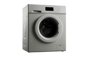 Modern White Washing Machine. A sleek and efficient white washing machine, ideal for household laundry needs.