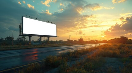 Obraz premium Massive Highway Billboard Under Clear Blue Sky at Sunset