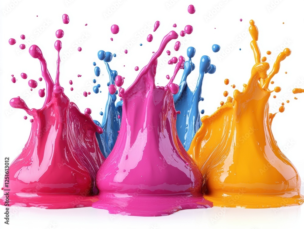 Poster colorful paint splashes creating a vibrant and dynamic visual effect.