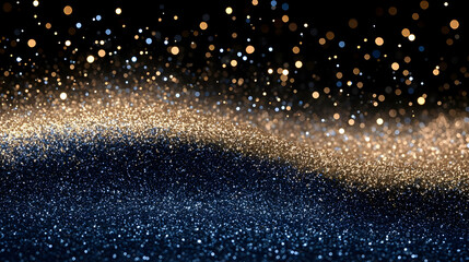 Sparkling Gold & Blue Glitter: Festive Background Texture