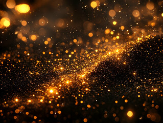 Obraz premium Golden Glitter Sparkle Background: Luxurious Dark Bokeh