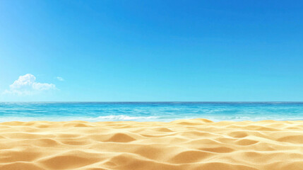 Obraz premium Golden sand beach with clear blue sky and calm ocean waves