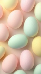 Elegant Easter composition with artisanal decorated eggs and fresh spring flowers on a trendy dark background. Perfect for social media marketing and business.