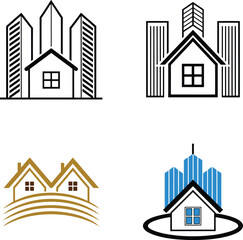 Set presents four distinct, minimalist logos related to real estate.