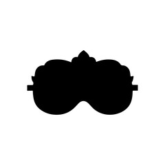 Old eye sleep mask silhouette vector flat illustration design on white background.