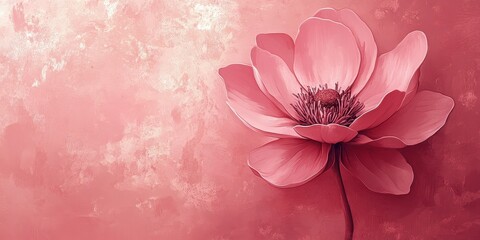 Artistic depiction of a large pink anemone flower in bloom