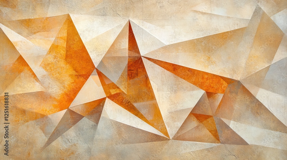Poster golden light abstract background with pale brown, orange, and beige hues. geometric pattern with tri