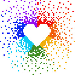 A colorful heart made of squares. The squares are of different colors and sizes. design for all business