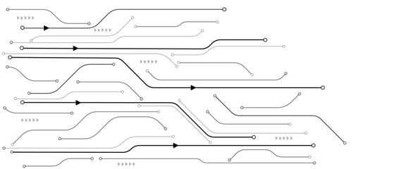 Vectors White Abstract geometric dots and lines connection circuit concept. Hi tech digital connect, communication, High technology concept.