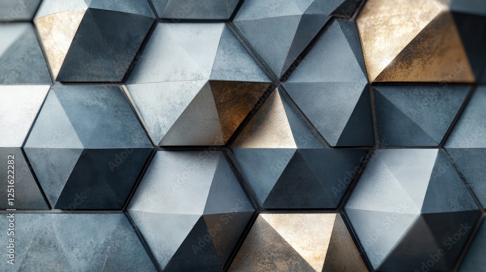 Aufkleber luxury 3d triangular folds with metallic and matte textures. perfect for sophisticated branding.