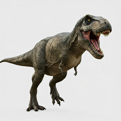 Roaring Tyrannosaurus Rex Dinosaur Illustration on Clean White Background