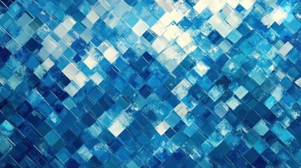 Fototapeta premium Blue mosaic digital art background texture