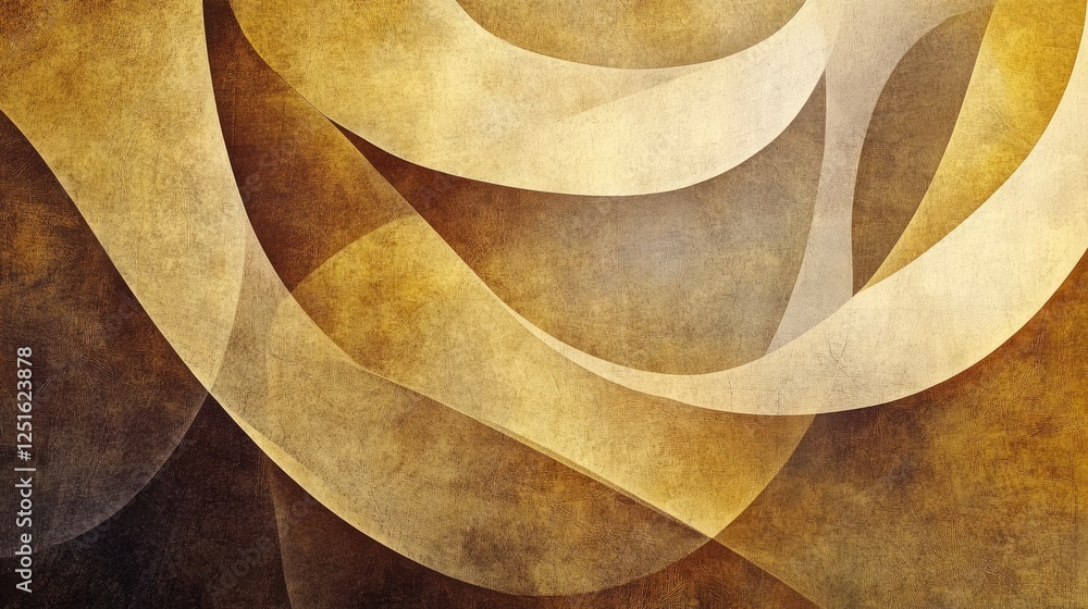 Aufkleber pale brown and yellow-toned abstract geometric background with subtle folds and overlapping shapes. 