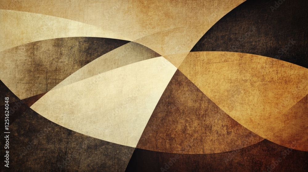 Aufkleber pale brown and yellow-toned abstract geometric background with subtle folds and overlapping shapes. 
