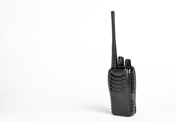 One walkie talkie on white background, space for text