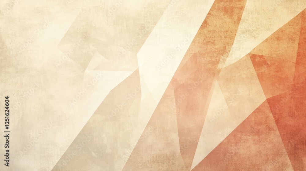 Poster peachy beige abstract design with polygon angles and folded shadows. grungy rough texture with a sof