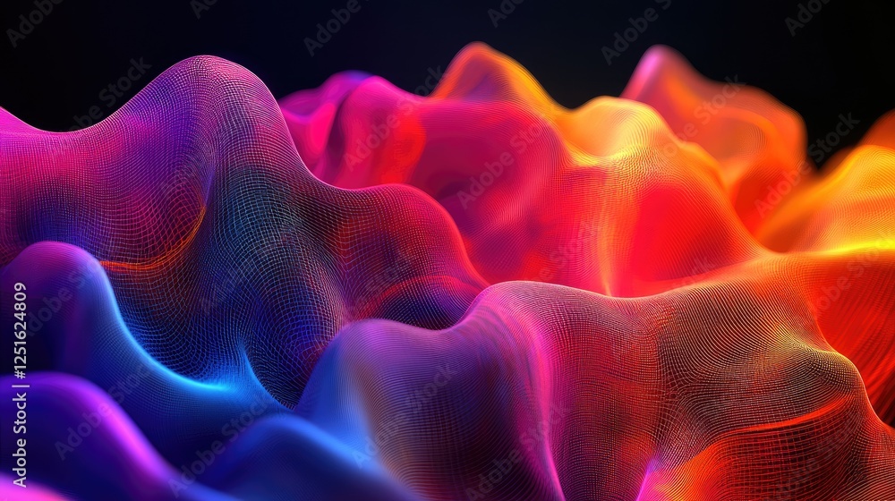 Aufkleber rich dark gradient background with polygonal mesh and soft, folded fabric-like geometry.