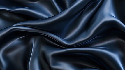 Fototapeta premium Rich navy blue silk fabric with natural flowing folds and highlights. Elegant luxury background.