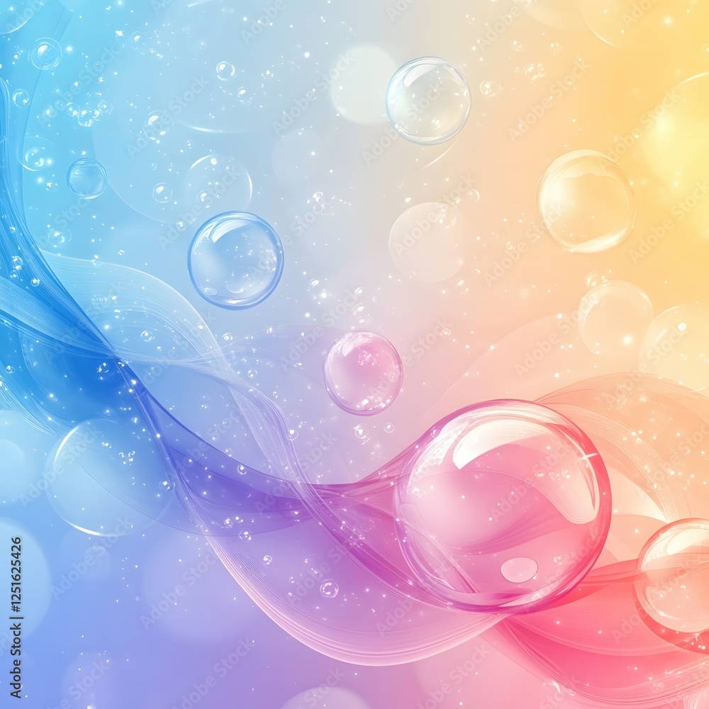 Poster ethereal bubbles floating on a gradient background creating a dreamy and abstract atmosphere