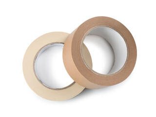 Rolls of masking tapes isolated on white, top view