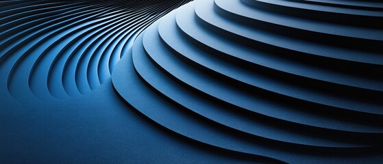 Abstract Blue Curve Design with Light and Shadow Modern Architecture Background