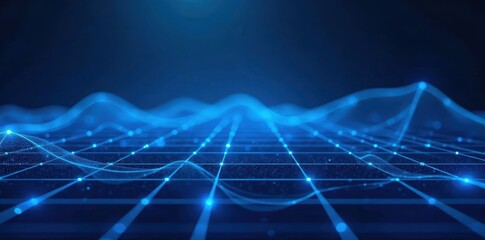 Glowing blue grid pattern, abstract digital backdrop, glow, tech